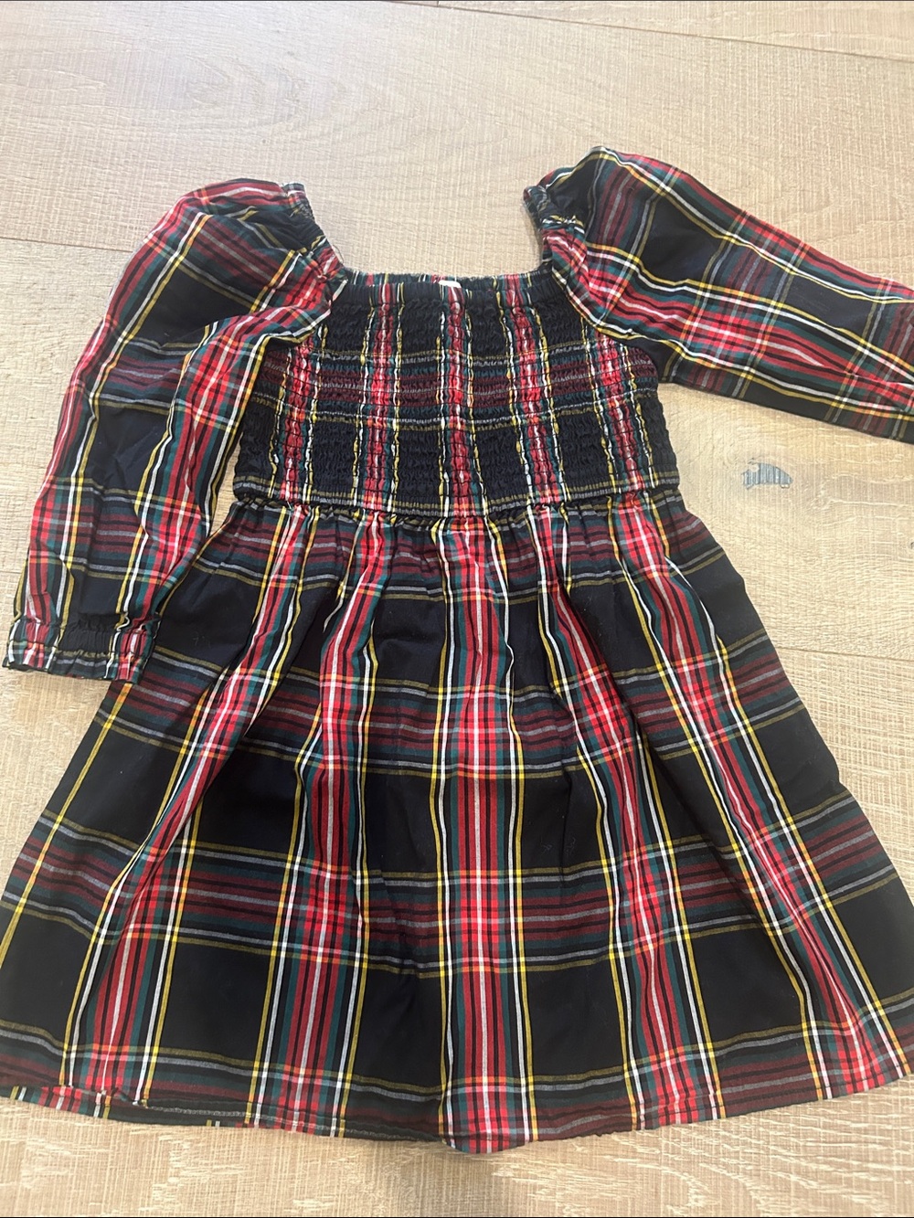 Girls Black Red And Green Plaid Smocked Dress Crewcuts